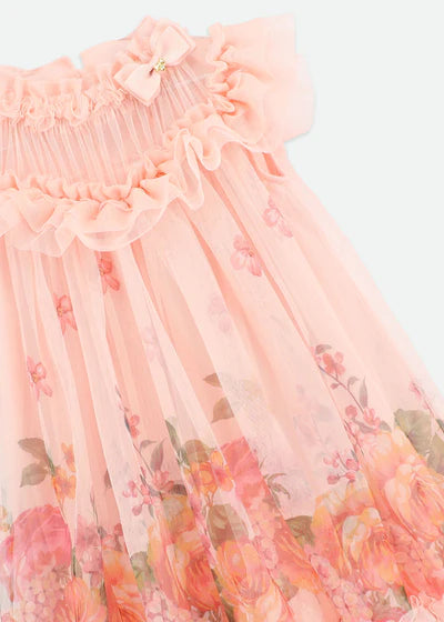 Angel's face-DOMINIQUE ROSES BORDER PRINT DRESS PEACH