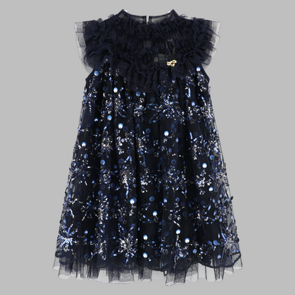 Angel's Face: DOMINIQUE FLOWER SEQUIN DRESS NAVY