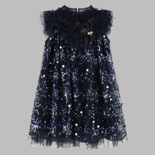 Angel's Face: DOMINIQUE FLOWER SEQUIN DRESS NAVY