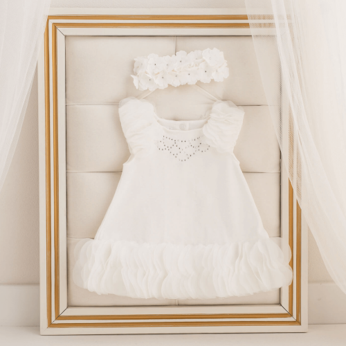 Luxury Rhinestone Embellished Dress-White
