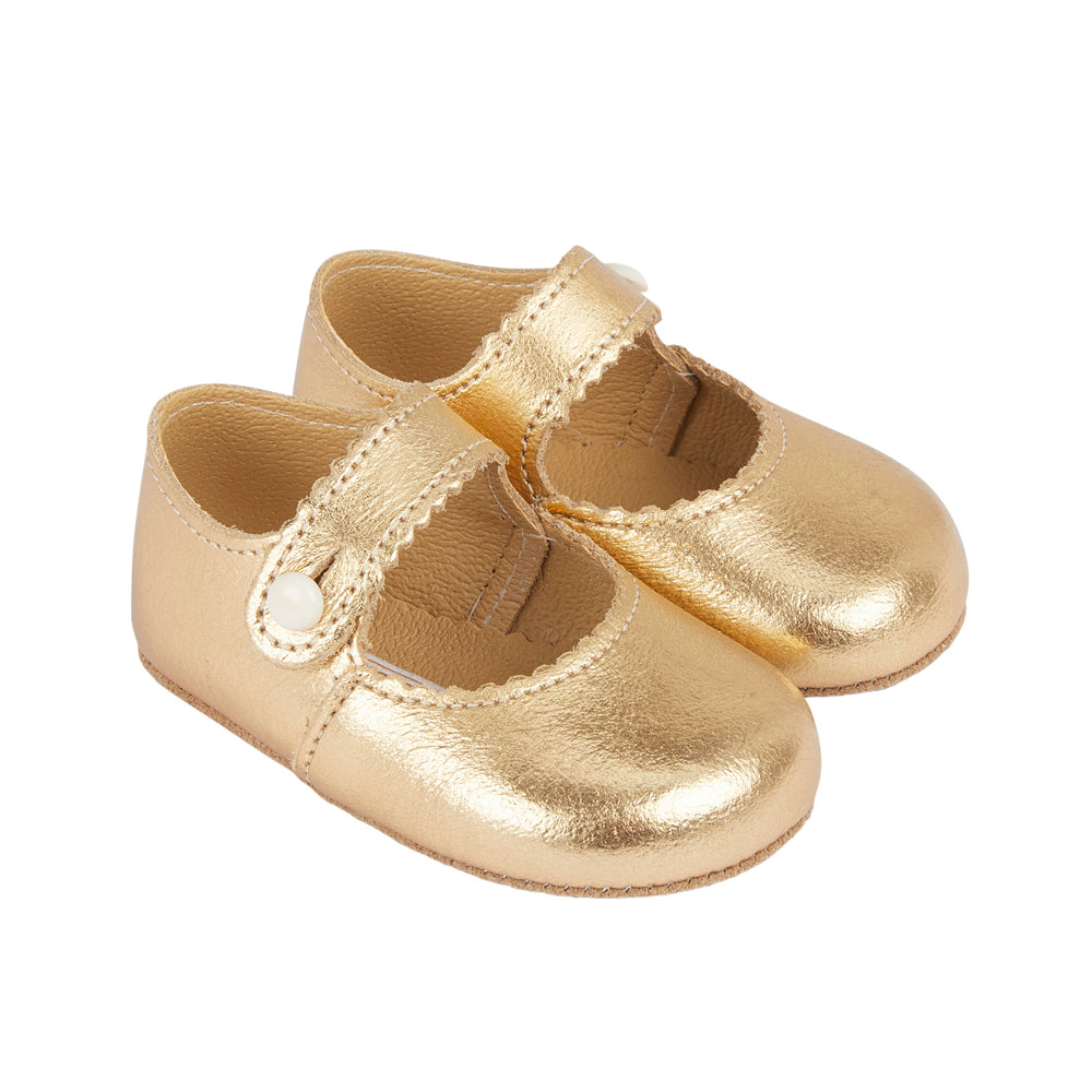 Girls Gold 100% Leather Pre-Walker Shoes