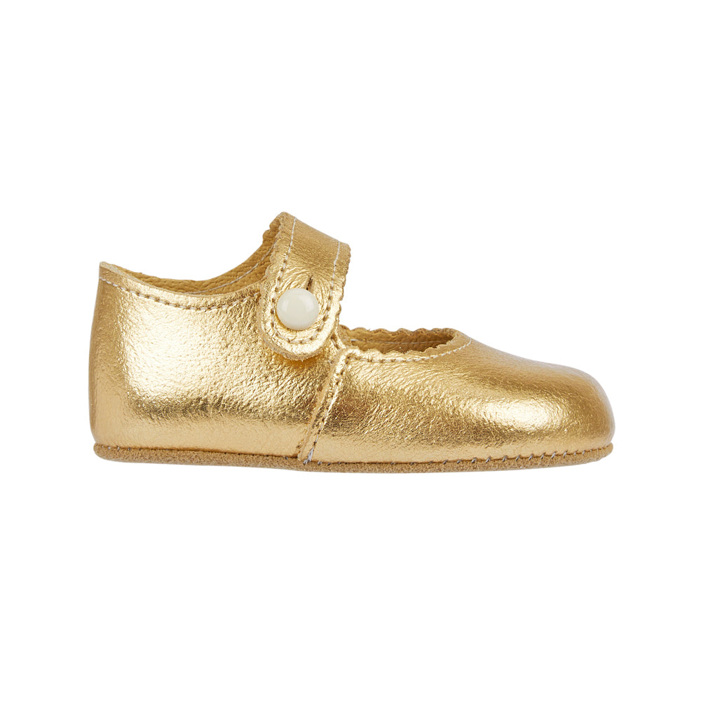 Girls Gold 100% Leather Pre-Walker Shoes