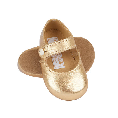 Girls Gold 100% Leather Pre-Walker Shoes