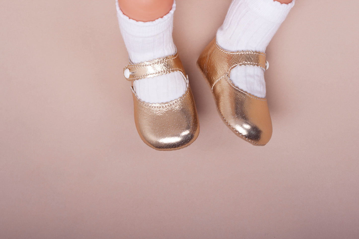 Girls Gold 100% Leather Pre-Walker Shoes