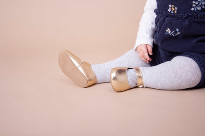 Girls Gold 100% Leather Pre-Walker Shoes