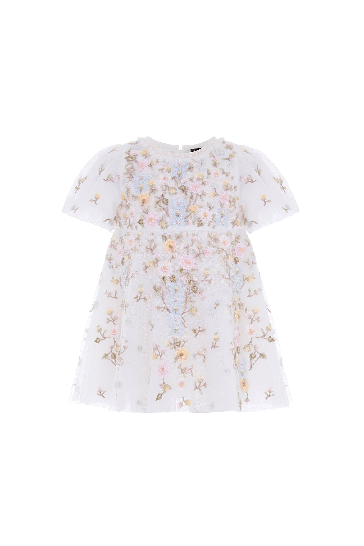 Needle & Thread: GARDEN ROSE BABY DRESS SWAN WHITE/PASTEL BLUE