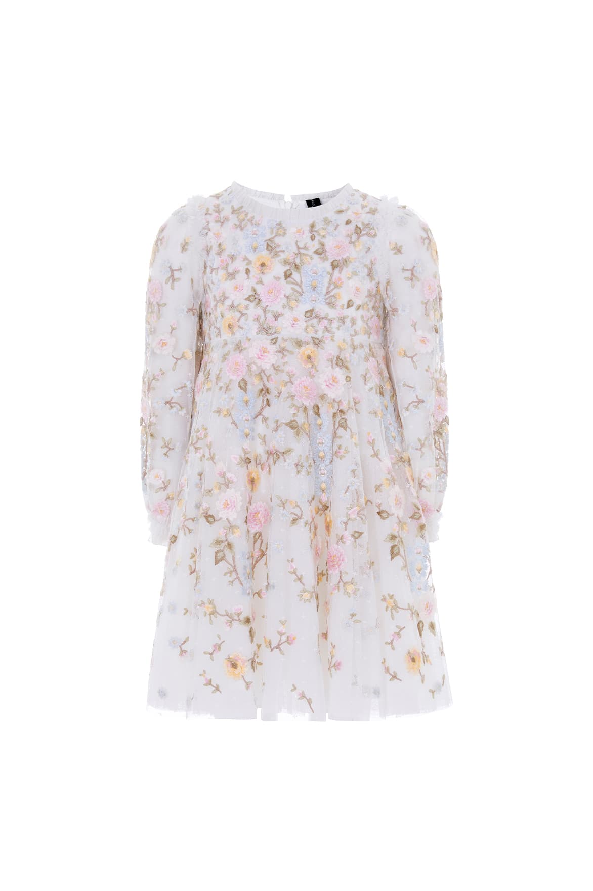 Needle & Thread: GARDEN ROSE BABY DRESS SWAN WHITE/PASTEL BLUE