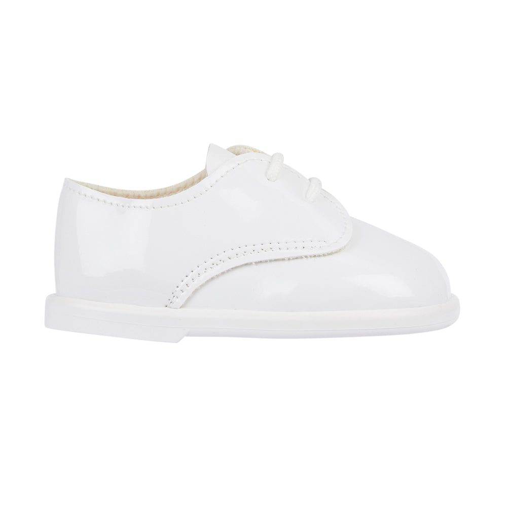 White Patent Lace up First Walker shoes