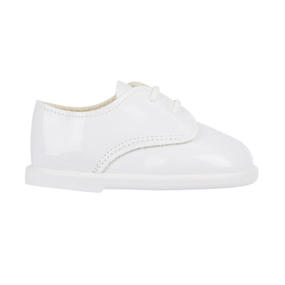 White Patent Lace up First Walker shoes