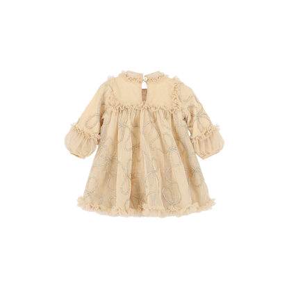 ANGEL'S FACE: HAZEL 3D CHAIN TULLE GOLD BABY DRESS