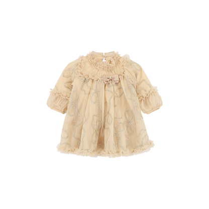 ANGEL'S FACE: HAZEL 3D CHAIN TULLE GOLD BABY DRESS