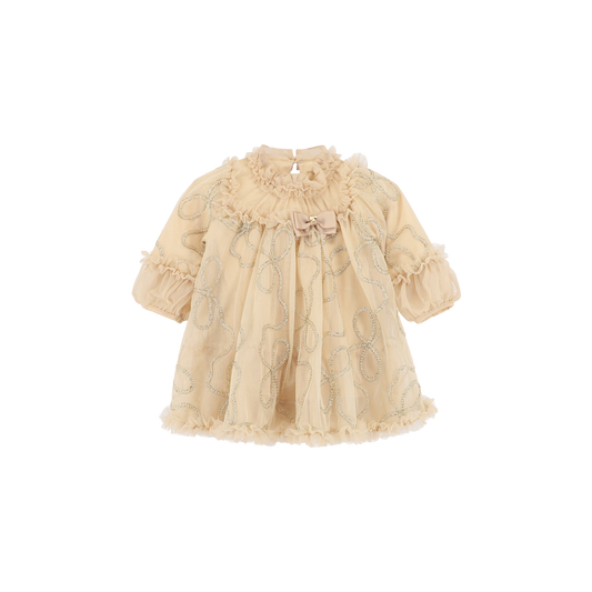 Sofia Baby ANGEL'S FACE: HAZEL 3D CHAIN TULLE GOLD BABY DRESS