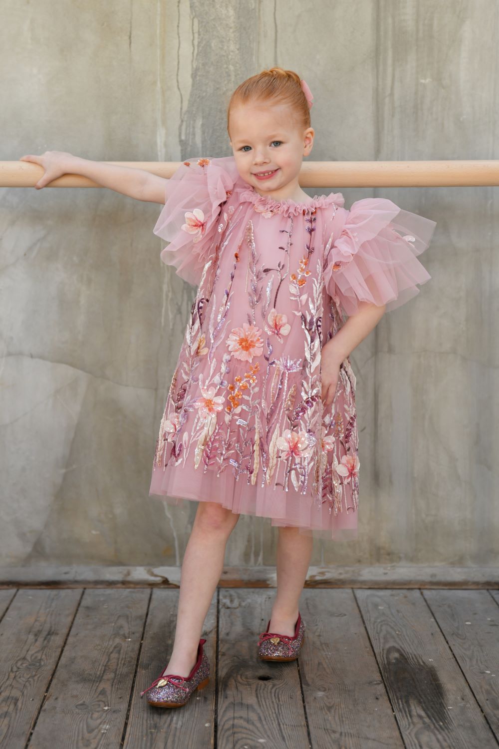 ANGEL'S FACE: HEATHER EMBROIDERY BORDER ROSE DRESS