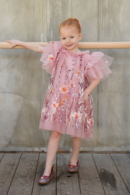 ANGEL'S FACE: HEATHER EMBROIDERY BORDER ROSE DRESS