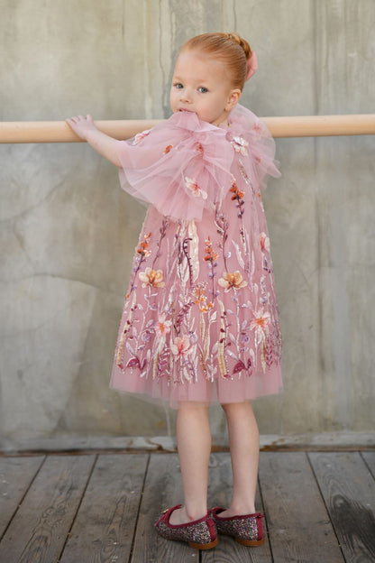 ANGEL'S FACE: HEATHER EMBROIDERY BORDER ROSE DRESS