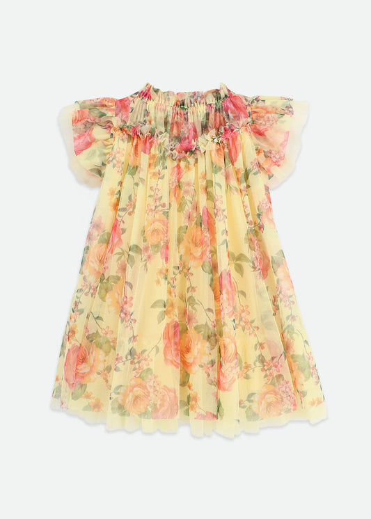 Angel's face-HETTIE BOLD FLORAL PRINT DRESS YELLOW