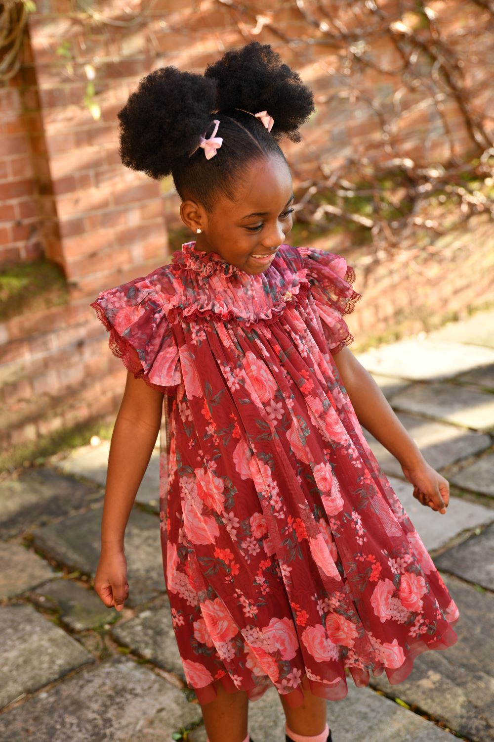 ANGEL'S FACE: HETTIE FLORAL AND LACE TRIM PORT DRESS