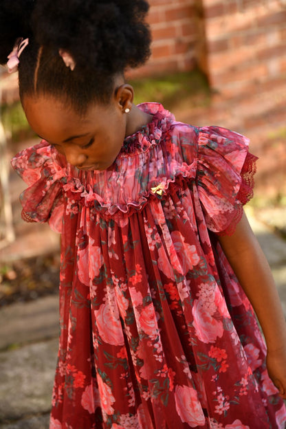 ANGEL'S FACE: HETTIE FLORAL AND LACE TRIM PORT DRESS