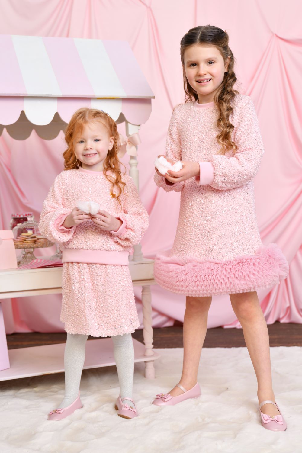 ANGEL'S FACE: JEANETTE BOUCLE SEQUIN PINK DRESS