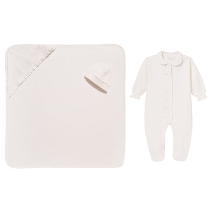 Luxury collection: Set 3 pcs (babygrow, hat, swaddle) BOX KAYA