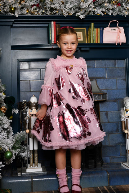 ANGEL'S FACE: KRISTI FOIL BORDER PRINT VINTAGE ROSE DRESS