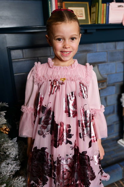 ANGEL'S FACE: KRISTI FOIL BORDER PRINT VINTAGE ROSE DRESS