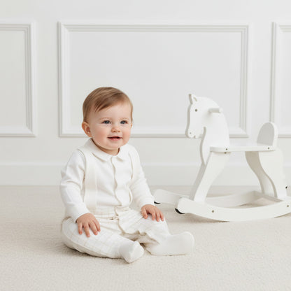 Luxury Collection : Babygrow with collar "MAX"- Ivory