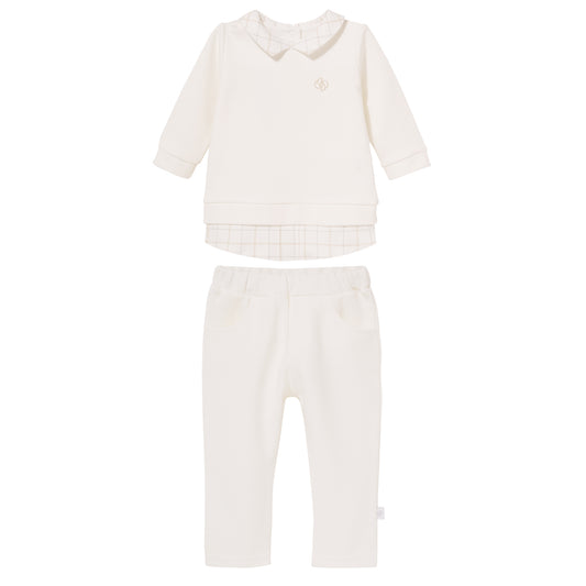 Luxury Set 2 pcs (T-shirt, pants) "MAX" Ivory