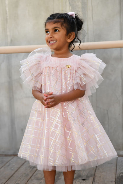 ANGEL'S FACE: MARLOWE BIAS CHECK BABY SWEET BLUSH DRESS