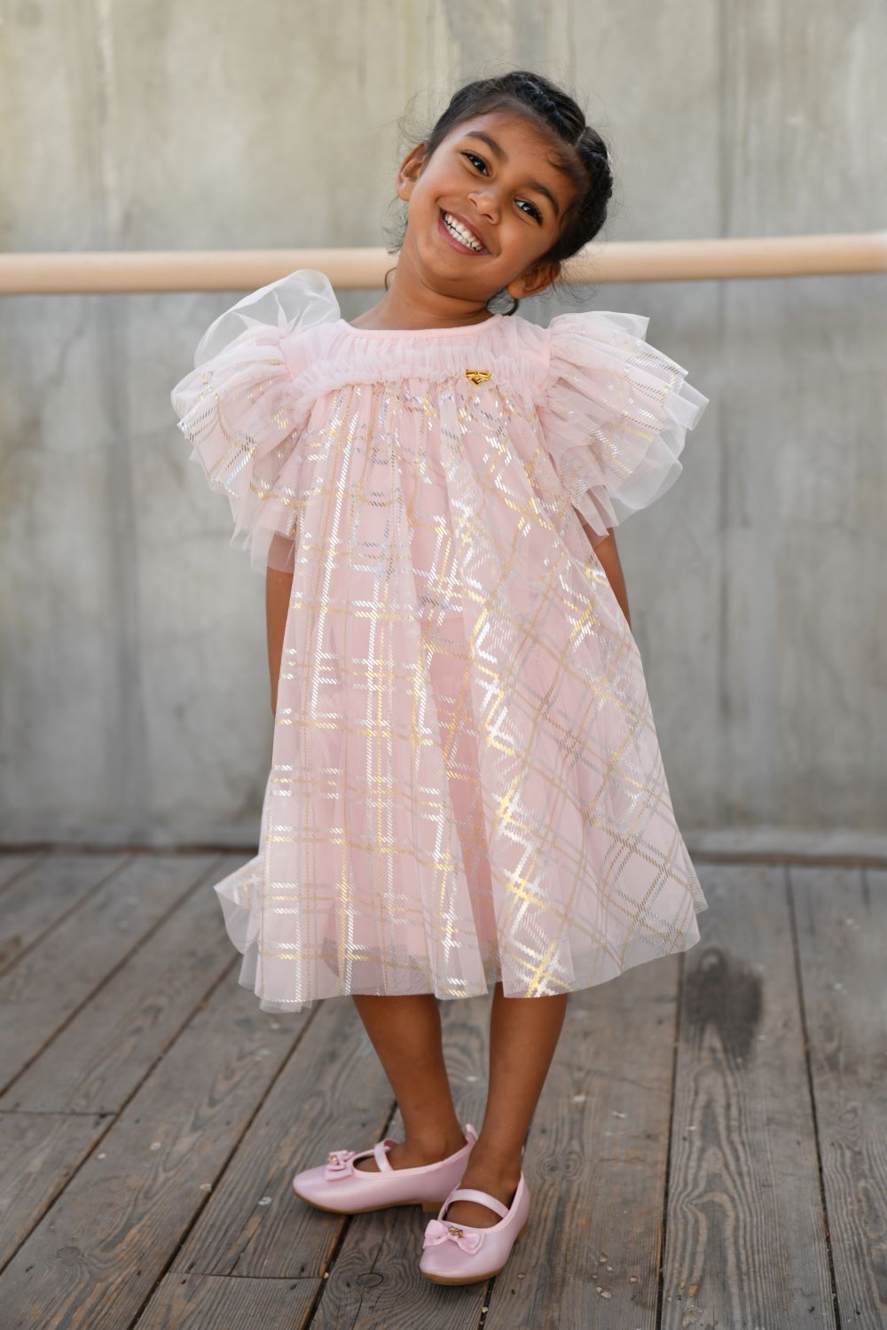 ANGEL'S FACE: MARLOWE BIAS CHECK BABY SWEET BLUSH DRESS