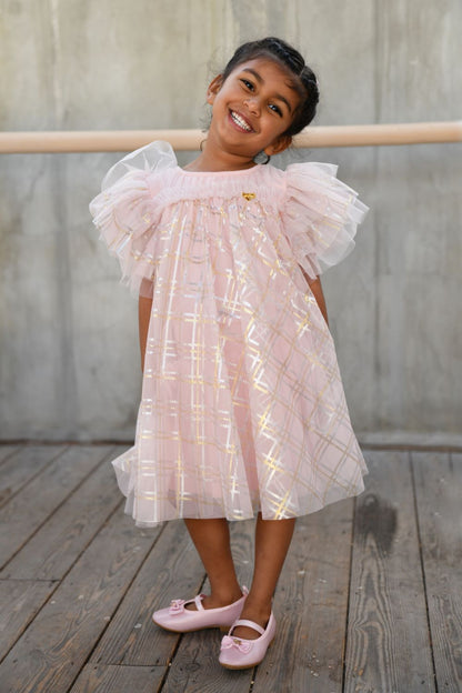 ANGEL'S FACE: MARLOWE BIAS CHECK BABY SWEET BLUSH DRESS
