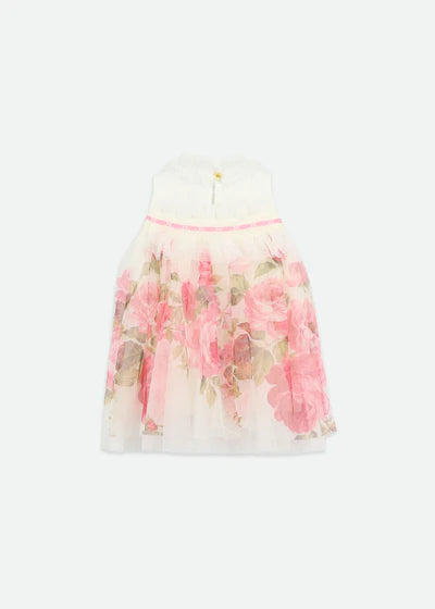 Angel's face-MINDI BORDER PRINT TULLE BABY DRESS SNOWDROP/PINK