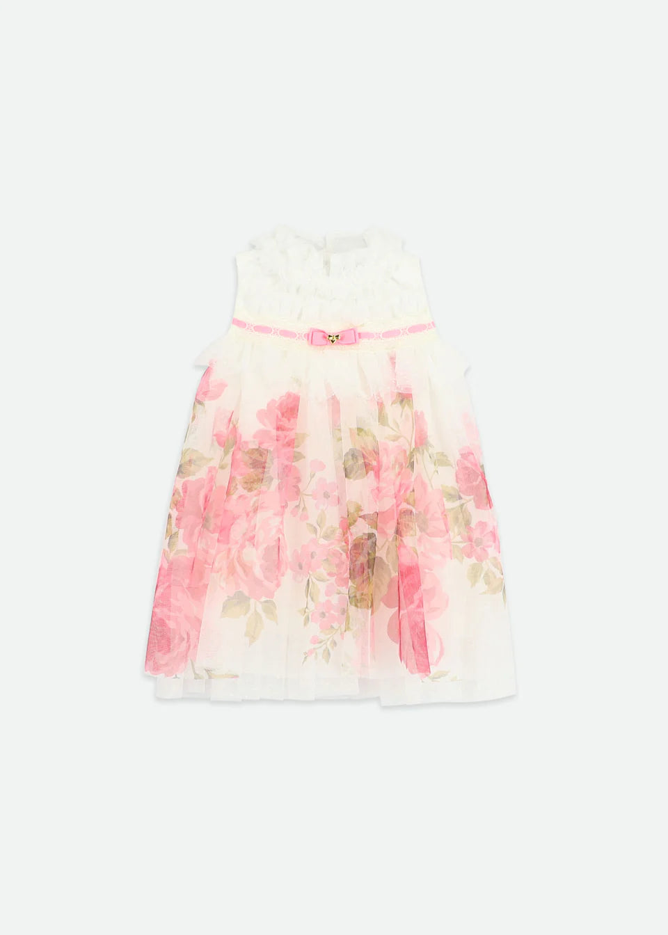 Angel's face-MINDI BORDER PRINT TULLE BABY DRESS SNOWDROP/PINK