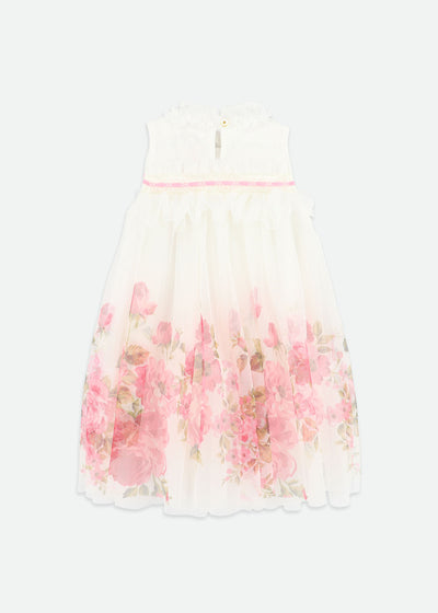 Angel's face-MINDI BORDER PRINT TULLE DRESS SNOWDROP/PINK