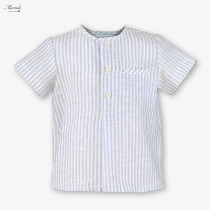 Miranda- Baby Boys Short Sleeve Shirt Stripes Blue & White