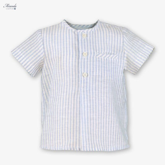 Miranda- Baby Boys Short Sleeve Shirt Stripes Blue & White