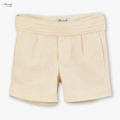 Miranda-Boys Ivory Cotton & Linen Shorts