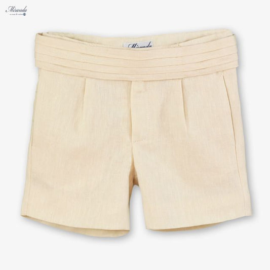 Miranda-Boys Ivory Cotton & Linen Shorts