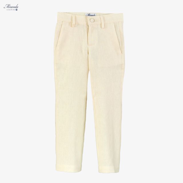 Miranda-Boys Ivory Linen & Cotton Pants