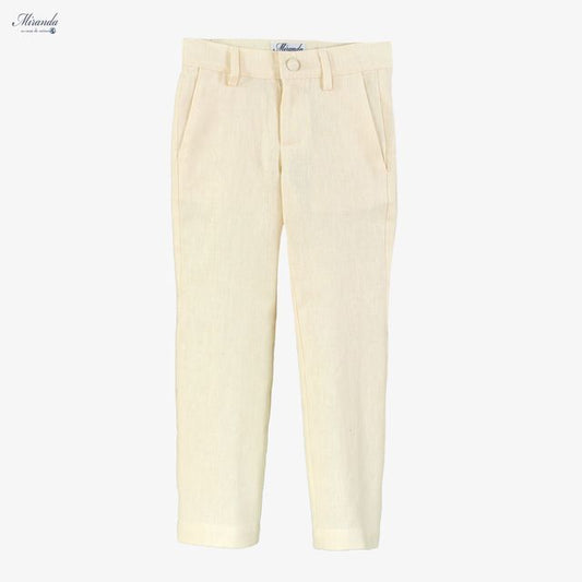 Miranda-Boys Ivory Linen & Cotton Pants