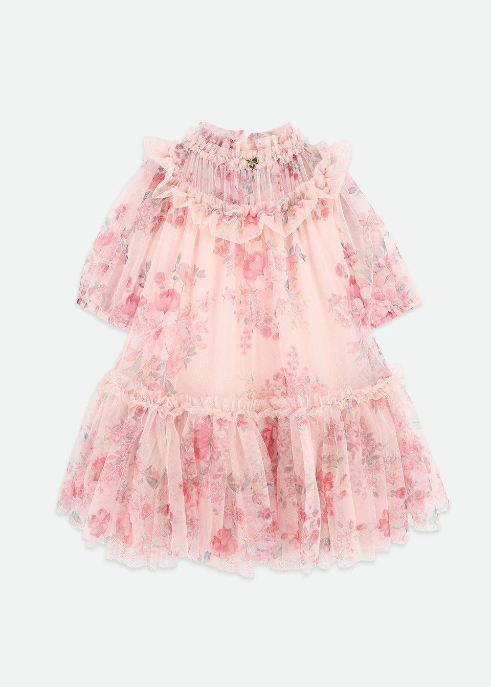 Angel's face-MYRTISA POSY PRINT TULE DRESS PALE PINK