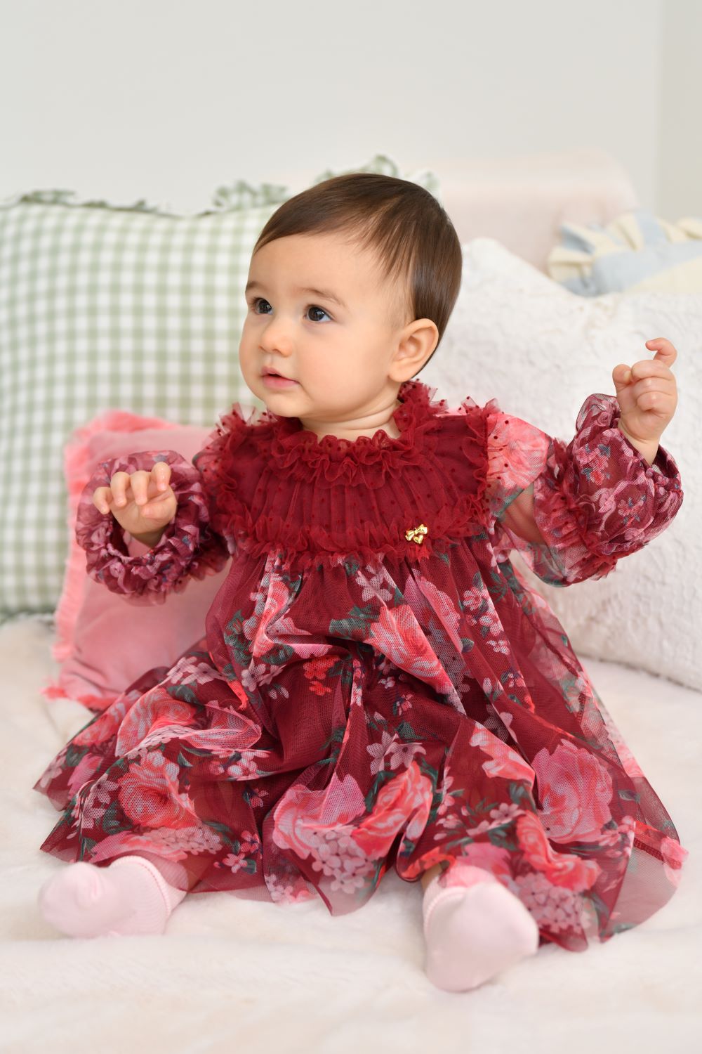 ANGEL'S FACE: NADIYA MIXED BOW/FLORAL BABY DRESS