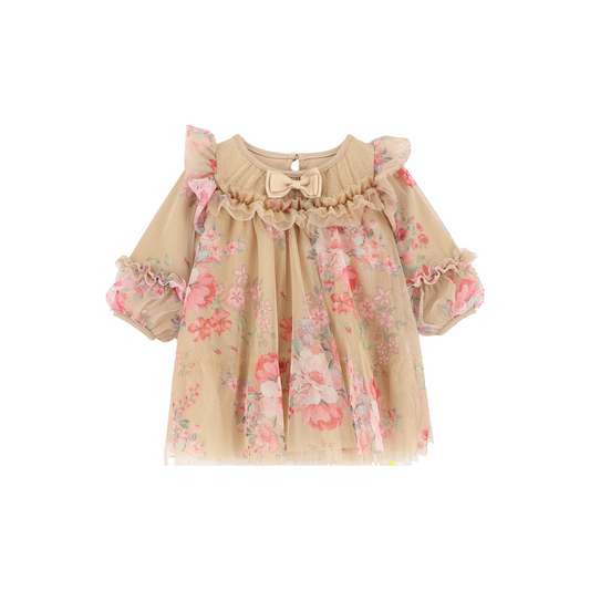 Angel's Face: NADIYA BABY FLOWER TULLE DRESS SAND