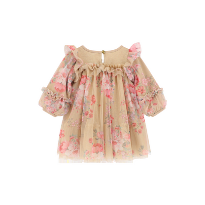 Angel's Face: NADIYA BABY FLOWER TULLE DRESS SAND