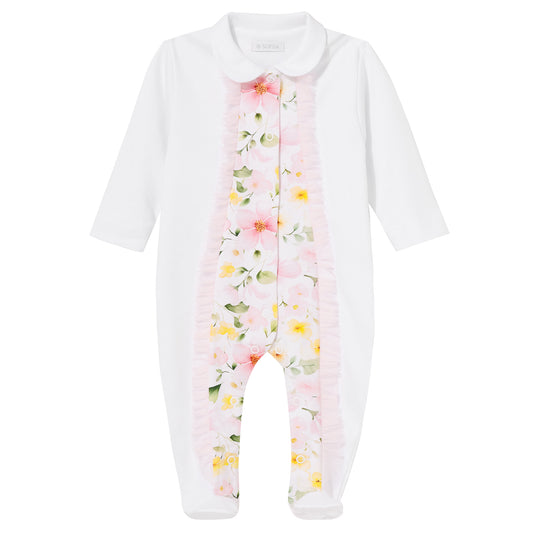 Luxury collection:  Babygrow unzipped with collar "PALOMA"
