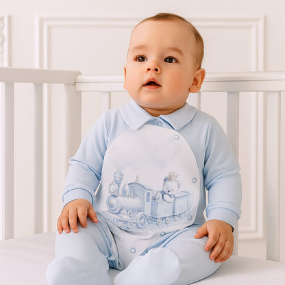 Luxury Collection: Set 3 pcs (babygrow, hat, swaddle) BOX RAYAN-Blue
