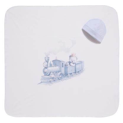 Luxury Collection: Set 3 pcs (babygrow, hat, swaddle) BOX RAYAN-Blue