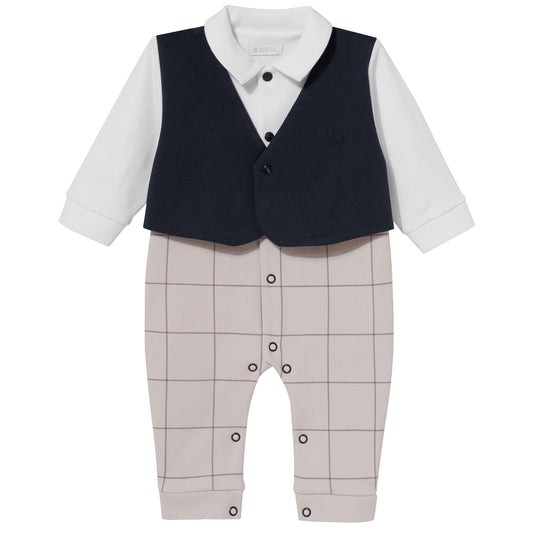 Luxury Collection: Babygrow unzipped "SAMUEL" Grey