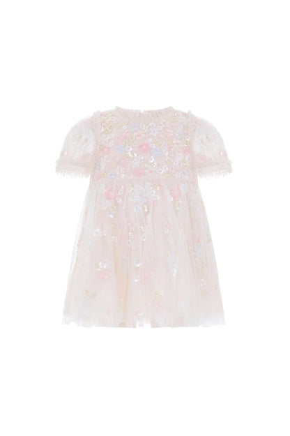 Needle & Thread: SEQUIN BLOOM BABY DRESS CREAM