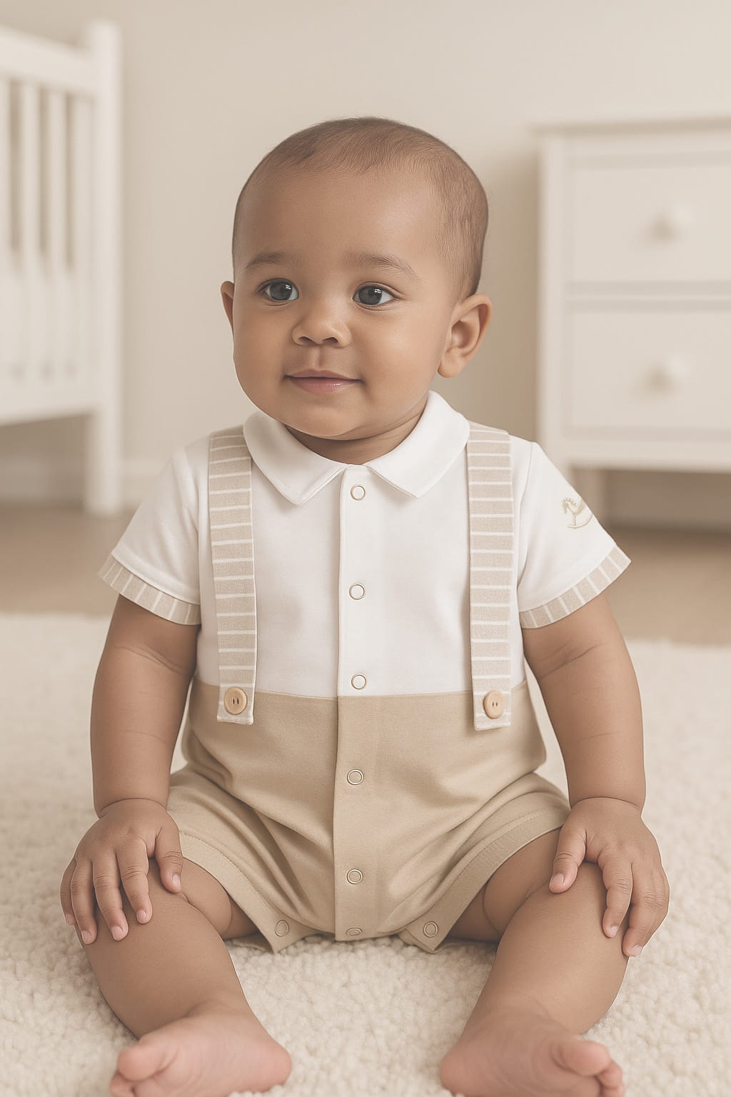 Luxury Collection: Shorty Babygrow "JAKE"-Beige